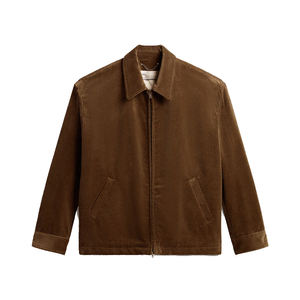 Nouvel arrivage de vestes en velours côtelé grande taille style personnalisé hiver fermeture à glissière imperméable col montant broderie prix de gros - Product Image 5