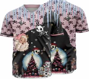 Maillot de baseball de Noël gothique personnalisé, sublimé, respirant, unisexe, avec nom de joueur imprimé (OEM/Vente en gros) - Product Image 3