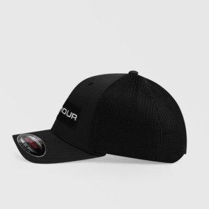 Casquette de camionneur formelle GA en tissu maillé noir avec broderie en tissu et logo sérigraphié, taille unique pour les performances professionnelles - Product Image 2