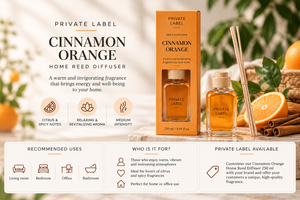 Diffuseur de parfum en bâtonnets à la cannelle et à l'orange, marque privée, 250 ml |   Parfum d'ambiance pour la maison aux senteurs d'agrumes et épicées |   Fabricant OEM Espagne - Product Image 3
