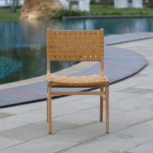 Chaise de salle à manger en bois de style scandinave moderne avec accoudoirs en rotin, fonction rafraîchissante, pour appartements, restaurants, utilisation intérieure/extérieure - Product Image 2