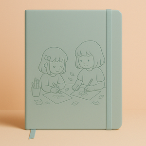 LABON Cuaderno lindo con dos niñas Ilustración <span class=keywords><strong>de</strong></span> lectura Cálido y curativo Diario <span class=keywords><strong>de</strong></span> escena <span class=keywords><strong>de</strong></span> la vida diaria para la amistad Mindfulness - Product Image 4