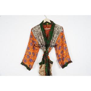 Handmade Long 100% Silk Sari Kimono <b>Women</b> High Quality Vintage Patchwork Bridesmaid <b>Robes</b> Breathable Front Free Size Nightwear - Product Image 2