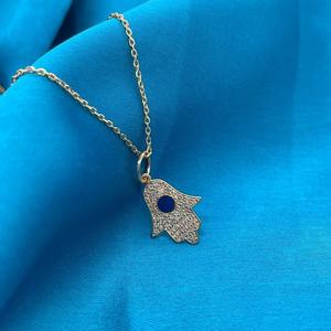 14k <b>Hamsa</b> Lab Grown Diamond Pendant Solid <b>Gold</b> Lab Grown Diamond Wedding <b>Necklace</b> Women <b>Necklace</b> for Anniversary Jewelry - Product Image 5
