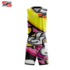 Última camiseta de baloncesto de diseño de color verde rosa equipo desgaste uniformes de baloncesto para niños niñas hombres - Product Image 3