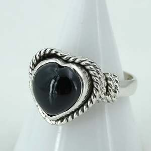 Bague Statement pour Femme en Argent Sterling 925 Fait Main par Navya Craft, Onyx Noir, Style Bohème, Taille 4-13, pour Noël, Anniversaire - Product Image 5