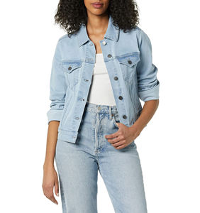 Chaqueta Vaquera para Mujer, Estilo Informal, Transpirable, Impermeable, Personalizable, Color Azul Claro Lavado, en Oferta - Product Image 1