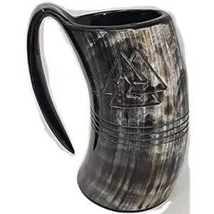 แก้วมักลายเขาสัตว์ธรรมชาติ500มล. เป็นมิตรกับสิ่งแวดล้อมสไตล์ไวกิ้งสำหรับเครื่องดื่มงานปาร์ตี้และกาแฟ - Product Image 3