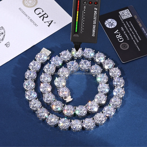 เครื่องประดับแฟชั่นฮิปฮอปเงิน925ชิ้นใหม่ To15MM 8มม. วิบวับเพชรขนาดใหญ่ VVS Moissanite สร้อยคอเทนนิส - Product Image 3