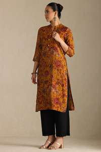 เดรสผ้าฝ้าย 100% ลายดอกไม้ ทรงเอ คอวี ซับในผ้าไหม ปักลายสีเหลืองมัสตาร์ดสดใส สวมใส่สบาย เหมาะสำหรับฤดูร้อนและฤดูใบไม้ผลิ ดูเป็นธรรมชาติ - Product Image 2