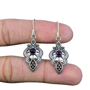 Boho Style 925 Sterling Silver Améthyste Gemstone Boucles D'oreilles Bijoux À La Main Boucles D'oreilles En Argent Bijoux Pour Femmes Cadeau De Mariage Elle - Product Image 1