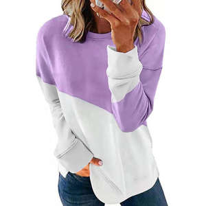 Sweat à capuche pour femme, respirant, écologique, anti-plis, imprimé, color block, manches longues, avec logo frontal, pour automne/printemps/été - Product Image 6