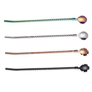 Premium <b>Cocktail</b> Stirrer Set Elegant Leaf Design Long Twisted Handle Smooth Mixing Perfect For Bars Home Parties And Gifting - Product Image 2