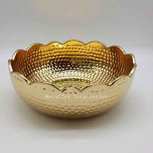 Cuenco festoneado redondo martillado chapado en oro árabe de lujo para frutas y Chocolate, vajilla elegante y moderna para regalos de fiesta en casa con estilo - Product Image 3
