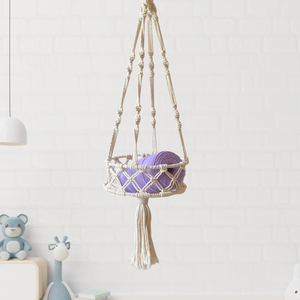 Top Pet's Modern Boho Cat Swing rond petit hamac en macramé avec kit de suspension Lavage à la main Animal Patterned Bed Cave - Product Image 6