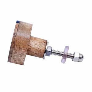Perilla de Puerta Redonda de Madera Hecha a Mano en Marrón y Azul, Perillas de Gabinete con Color, Forma y Tamaño Personalizados, Hecho en India - Product Image 3