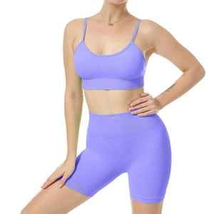 Ropa deportiva de talla grande personalizada de alta calidad para mujer, conjuntos de Yoga transpirables de secado rápido, ropa de entrenamiento elástica con patrón sólido - Product Image 5