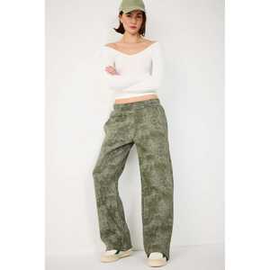 Pantalones Casuales para Mujer, Efecto Cepillado, Cómodos, 100% Algodón, Talla Grande, Cintura Alta, Botones, Cordón Ajustable, Tejido Plano - Product Image 2