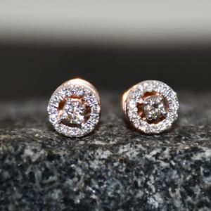 Sólido 14K y 18K oro redondo brillante corte Natural diamante Stud pendientes racimo joyería Tercera parte certificada para mujeres elegantes - Product Image 2