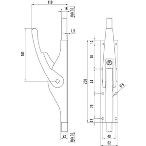 Perno de Puerta Deni de 16 mm de Aleación Ligera con Acabado de Zinc Brillante, Bloqueable con 4 Anillas, Categoría de Producto: Cercas, Enrejados y Puertas - Product Image 3