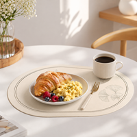 Set de table ovale moderne en cuir imperméable de 3 mm d'épaisseur, résistant à l'huile, pour la maison, les restaurants et les cafés