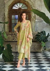 Pantalon Kurti en lin Pastels d'été avec la collection Dupatta Vêtements indiens pakistanais pour la fête, vêtements décontractés Tarif de gros disponible - Product Image 4