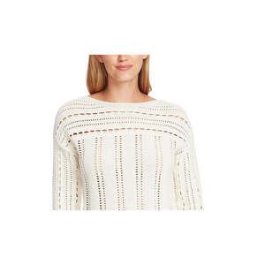 Maglione Casual da Donna Vince Camuto con Scollo a Barca, Lavorazione Pointelle, Traspirante, con Applicazioni e Decorazioni Traforate, Bianco, Taglia XS-M, per Autunno Inverno - Product Image 2