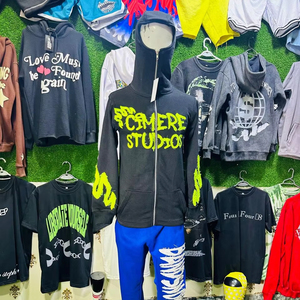 Cotton Fleece Balaclava <b>Hoodies</b> With Custom Neck Label or <b>Work</b> Distressed Embroidery Done by Tansy Industry Low Prices Top - Product Image 1