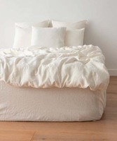 Achetez une drap de lit en coton pur indien fait main, tissé sergé 400TC, imprimé à la main avec des fleurs blanches, couvre-lit tendance pour la chambre à coucher