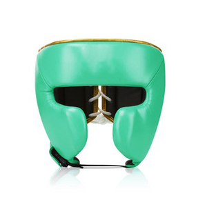 Protector de cabeza de boxeo de cara completa personalizado, casco de cuero PU negro con protección de barra para Sparring MMA Kickboxing Muay Thai Training - Product Image 6