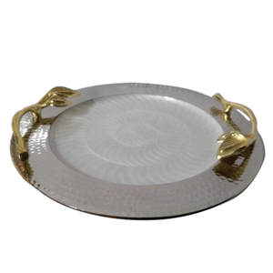 Bandeja de diseño exclusivo Acabado chapado en oro y plata Bandeja de servicio de metal de estilo de lujo Bandeja de servicio de metal de estilo moderno - Product Image 4