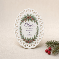 Ornement en céramique ovale Art Déco fait sur mesure, motif de bonhomme en pain d'épices de Noël, idéal pour la remise des diplômes et la rentrée scolaire