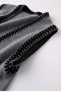 V-neck Sleeveless Womens Elegant Vest <b>Dress</b> V-neck Metal Single-breasted Sleeveless Slit Knit Black Edge <b>Dress</b> for Womens - Product Image 4