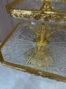 Plateau de fruits moderne et attrayant en cristal et plaqué or pour la décoration de mariage ou de fête d'hôtel à la maison - Product Image 4