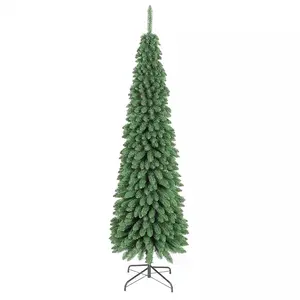 7ft Potlood Premium Kunstmatige Pvc Kerstboom Eenvoudig Te Monteren 2.1M Kerstboom