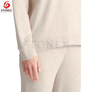 Sudadera con bordado griego para mujer, cuello redondo hecho a medida, sudadera de lana de algodón bordada para mujer - Product Image 4
