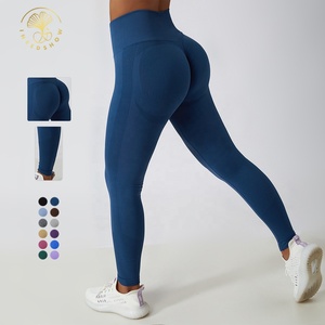 New Fashion Winter High Waist Seamless Knitted Gym Workout Scrunch Butt <b>Leggings</b> Custom Logo Tummy Control Yoga Push for Women - Product Image 5