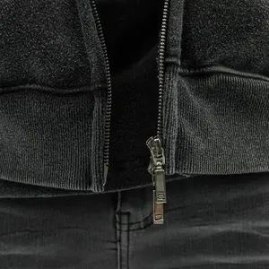 Haute qualité unisexe lavé à l'acide Vintage fermeture éclair à capuche poids lourd respirant Logo personnalisé imprimé en gros pour la saison d'hiver - Product Image 6
