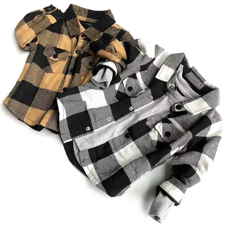 Women's Brushed Plaid Shirts Long Sleeve Flannel Lapel Button Down Pocketed Flannel Shacket Jacket shirts for women