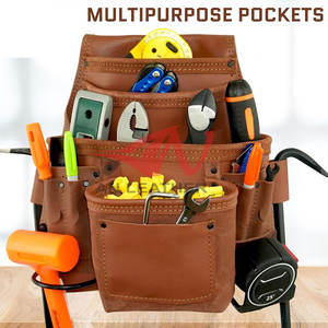 Sac à outils d'électricien en cuir épais moderne, construction durable pour les environnements de travail exigeants - Product Image 2