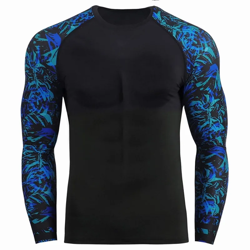 Protetor contra erupções cutâneas para homens, protetor de secagem rápida para bjj, compressão longa sublimada para corrida, slim fit, MMA Rashguard respirável, tamanho dos EUA, 2024