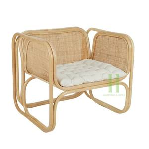 Sillón de mimbre antiguo Silla de salón de diseño moderno con cojín Silla de salón de caña de mimbre hecha a mano en HNH Craft Factory - Product Image 4