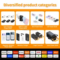 Batterie externe de voyage WM 20000mAh avec 2 câbles intégrés, charge rapide PD 22.5W, chargeur portable 30000mAh compatible iPhone Android