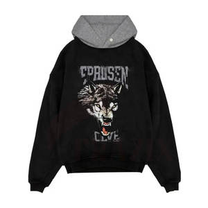 Dernier modèle Sweats à capuche respirants à épaules tombantes pour hommes Sweats à capuche d'hiver à motif solide prix de gros - Product Image 5