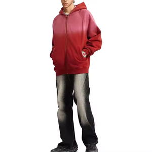 Sweat-shirts à capuche unis avec fermeture éclair, en molleton 100% coton 450 g/m², effet délavé soleil, très demandés, services OEM, pour homme - Product Image 4