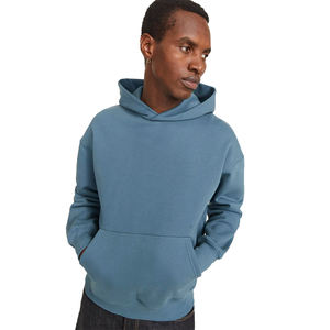 Sudadera con capucha y hombros descubiertos lisos de gran tamaño para hombre, Jersey holgado de manga larga, sudaderas con capucha unisex personalizadas informales de peso pesado - Product Image 6