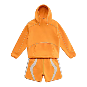 Conjunto de Sudadera con Capucha Personalizada para Hombre, Tejido Deportivo, 100% Algodón, Transpirable, con Parches de Malla - Product Image 1