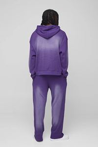 Nouveaux survêtements vintage lourds, service OEM ODM, fermeture éclair intégrale, sur mesure, 2 pièces, sweat-shirts à cordon de serrage, pantalons de survêtement, lavage à l'acide - Product Image 2