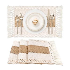 Home & Kitchen <b>Heat</b> Resistant Multi Finishing Placemats Boho Macrame Woven Tassel Print Table Mats Pad Non-Slip Placemats - Product Image 5