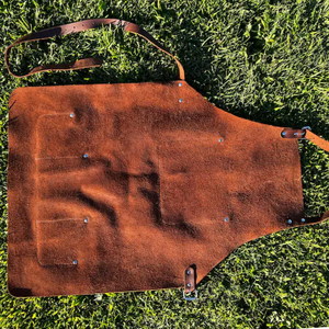 ช่างทำมือจากหนังสีน้ำตาลชุดใส่ทำงานแบบเต็มตัวผ้ากันเปื้อนสำหรับงานหนักพร้อมกระเป๋าสำหรับงานช่างไม้และงานฝีมือ - Product Image 4